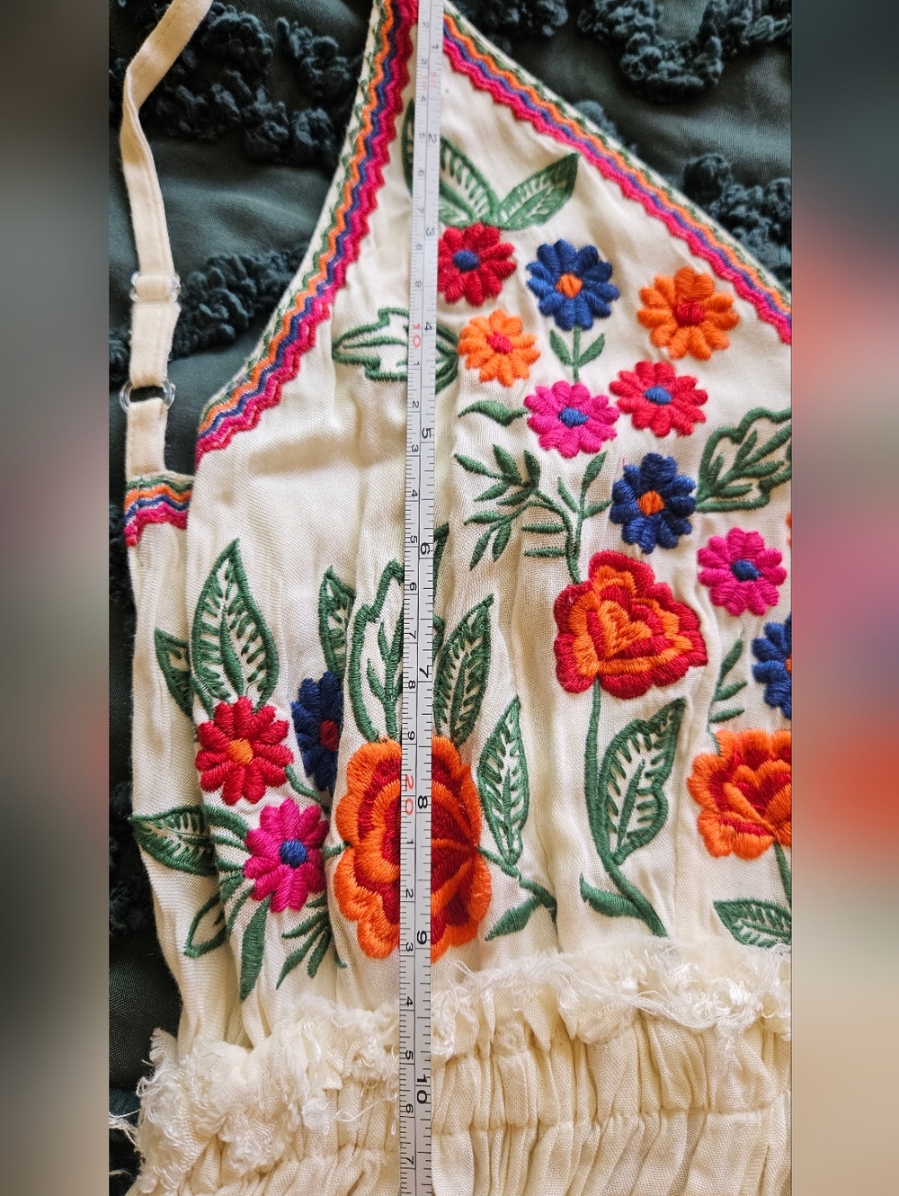 Boho Maxi Dress with Floral Embroidered Bodice - Picture 8 of 11